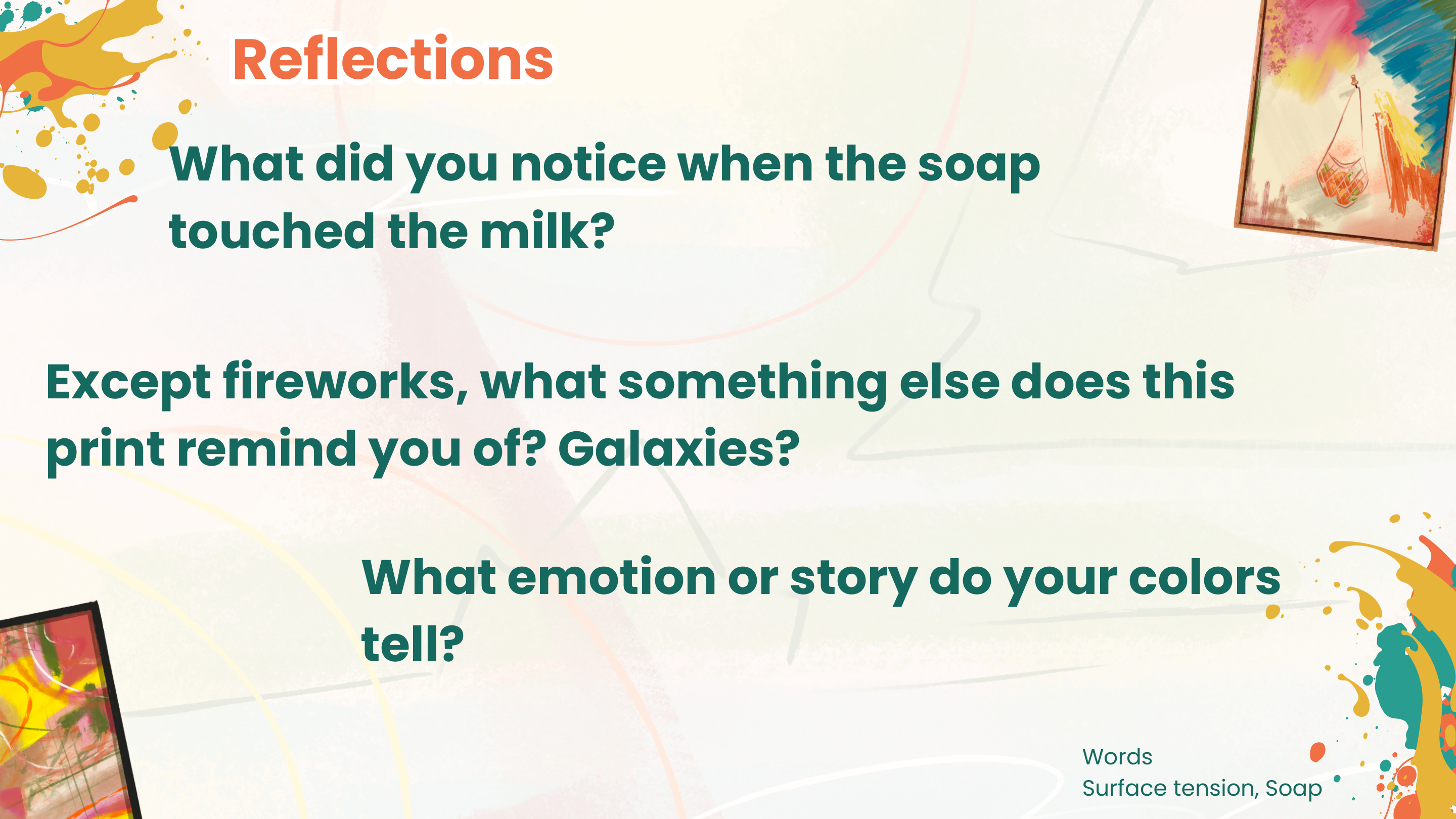 Week 8 Milk Firework teaching slide - Reflections
